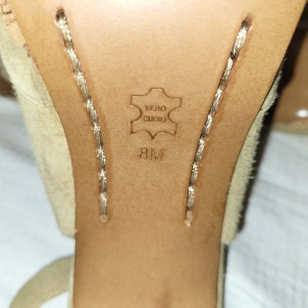 MICHAEL KORS VTG Beige Tan Suede Cork Platform Round Toe Slingback Heels - 8M